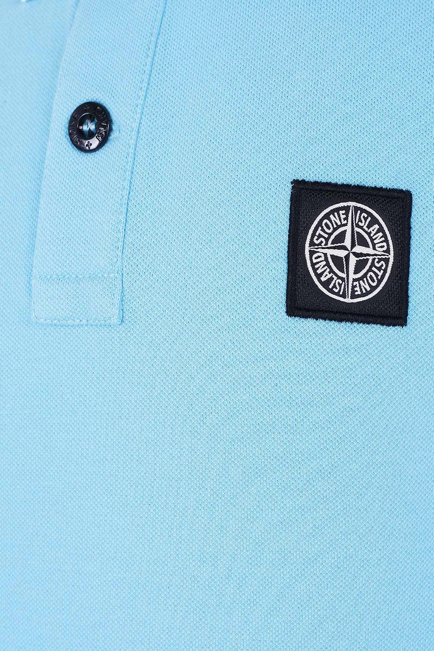 фото Голубая футболка поло с нашивкой stone island kids