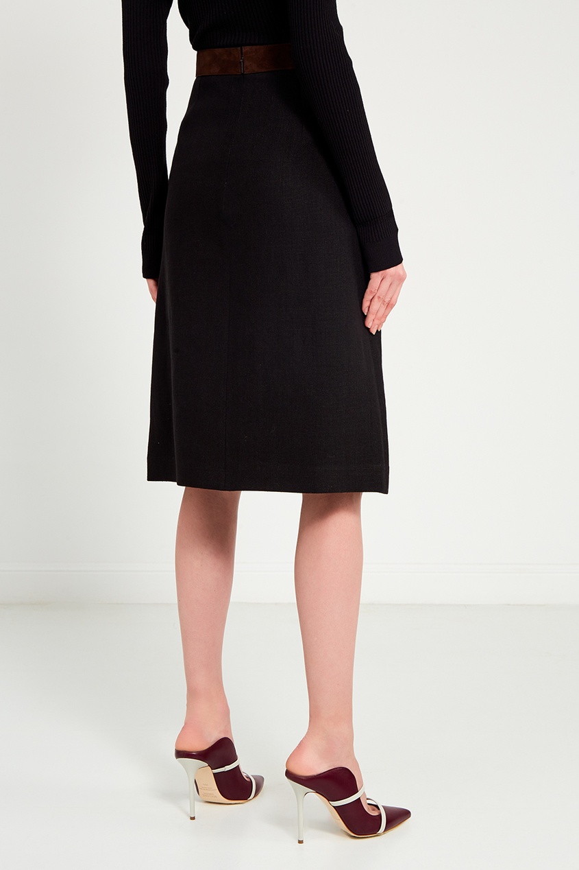 фото Черная льняная юбка со складками gucci