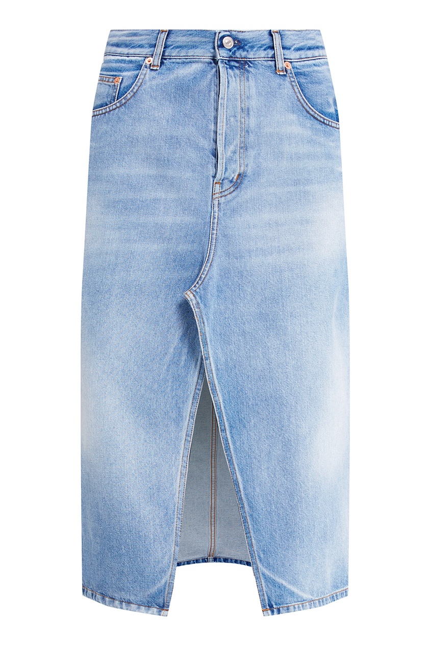 фото Голубая джинсовая юбка с вырезом Balenciaga