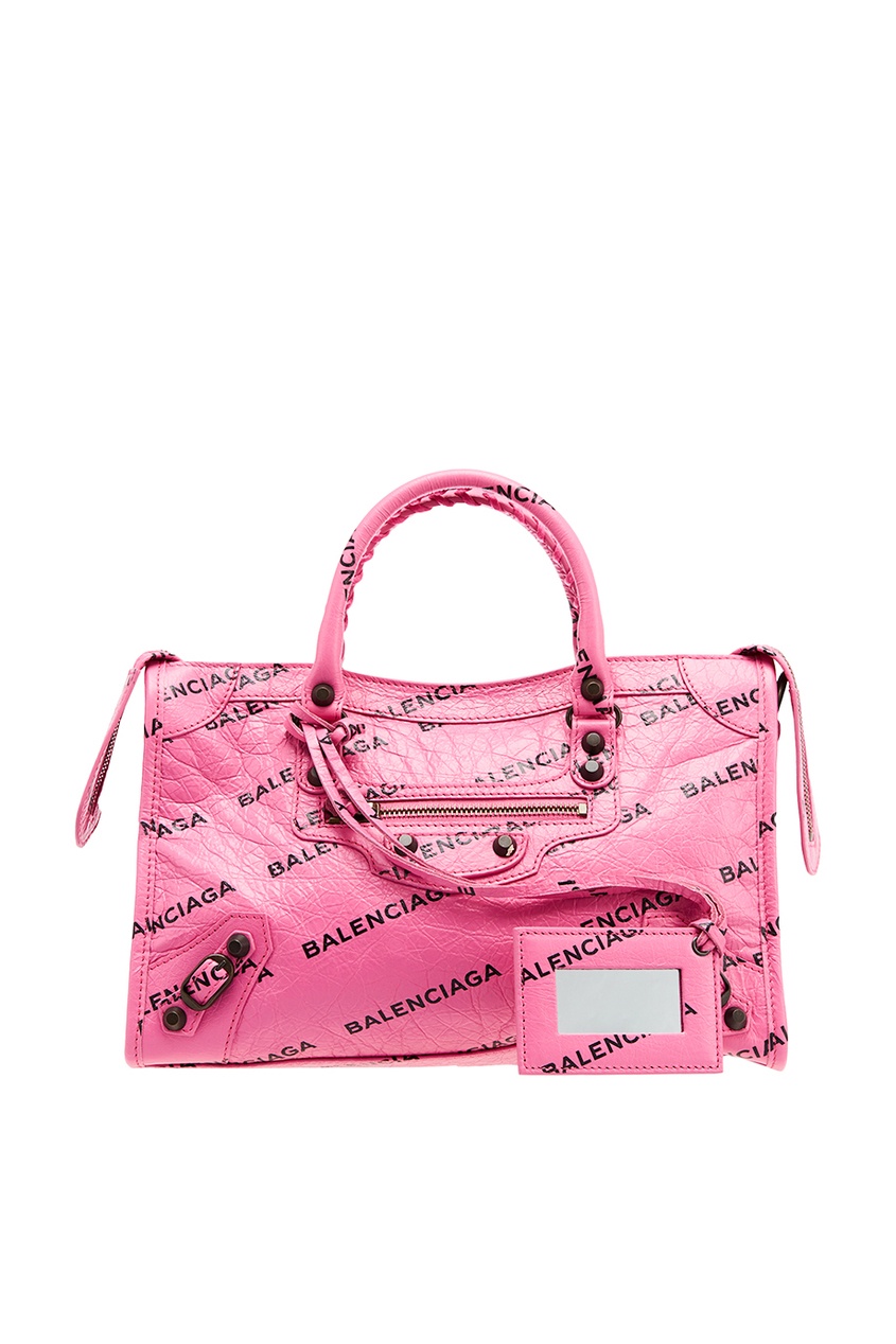 Розовая кожаная сумка Classic City S