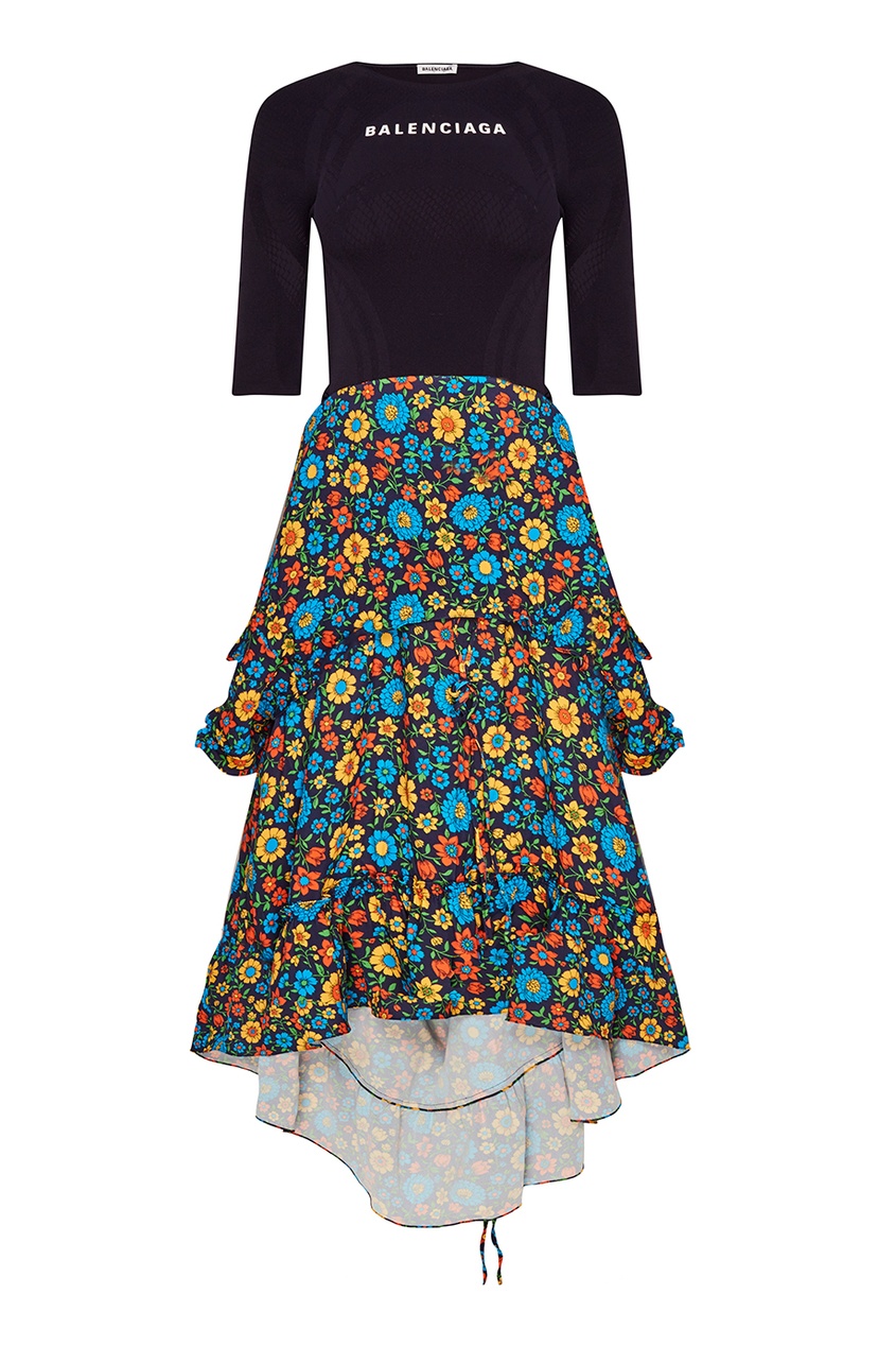 фото Комбинированное платье с цветным подолом balenciaga