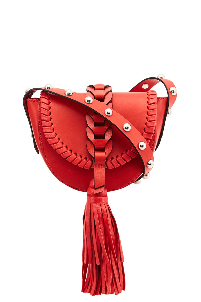 фото Красная кожаная сумка с кисточкой Red valentino