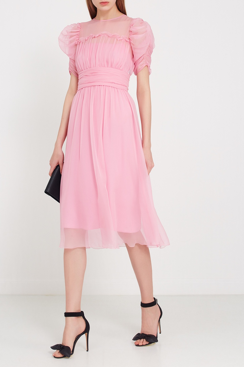 фото Розовое шелковое платье no.21