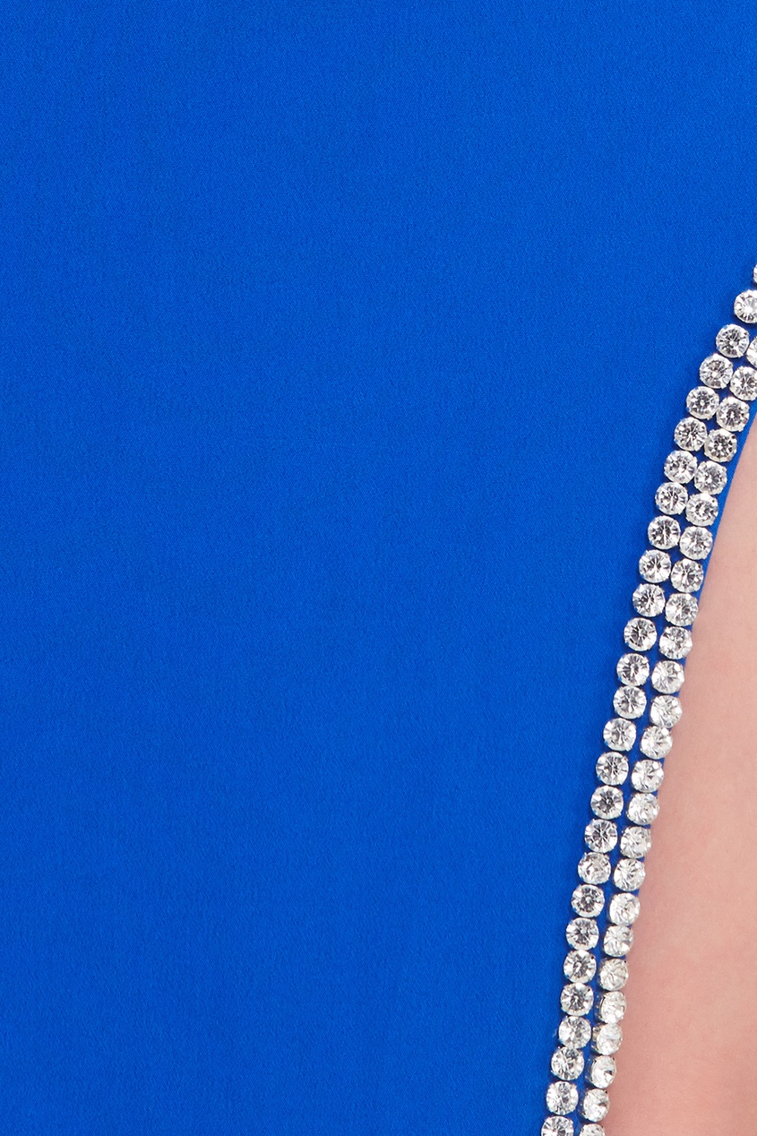 фото Синее платье-макси с кристаллами david koma