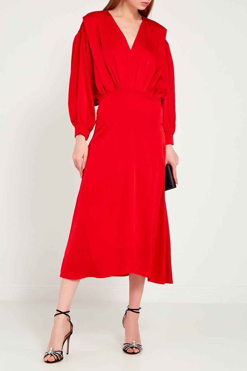 фото Красное платье с драпировками ли-лу