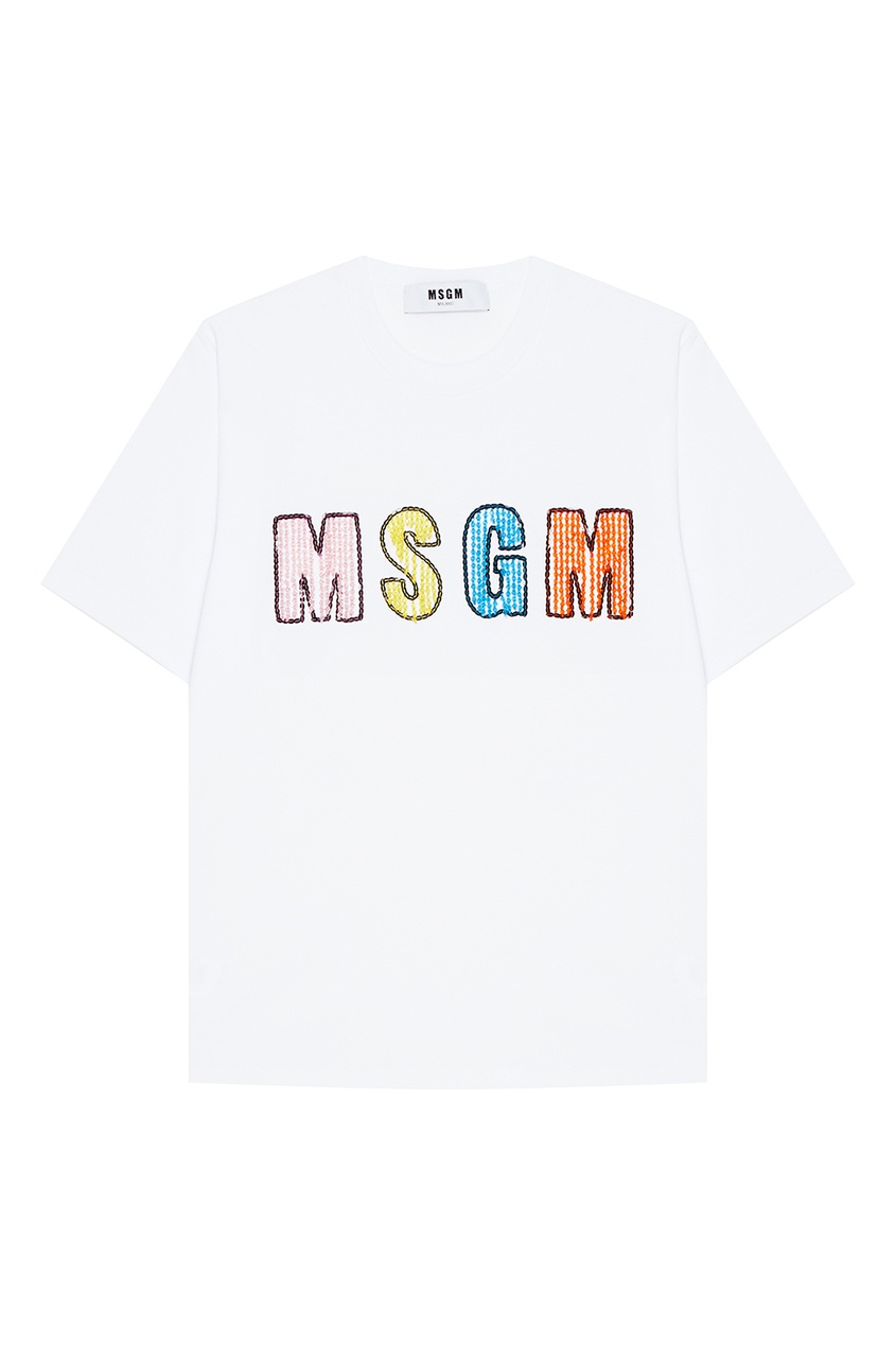 фото Хлопковая футболка с логотипом msgm