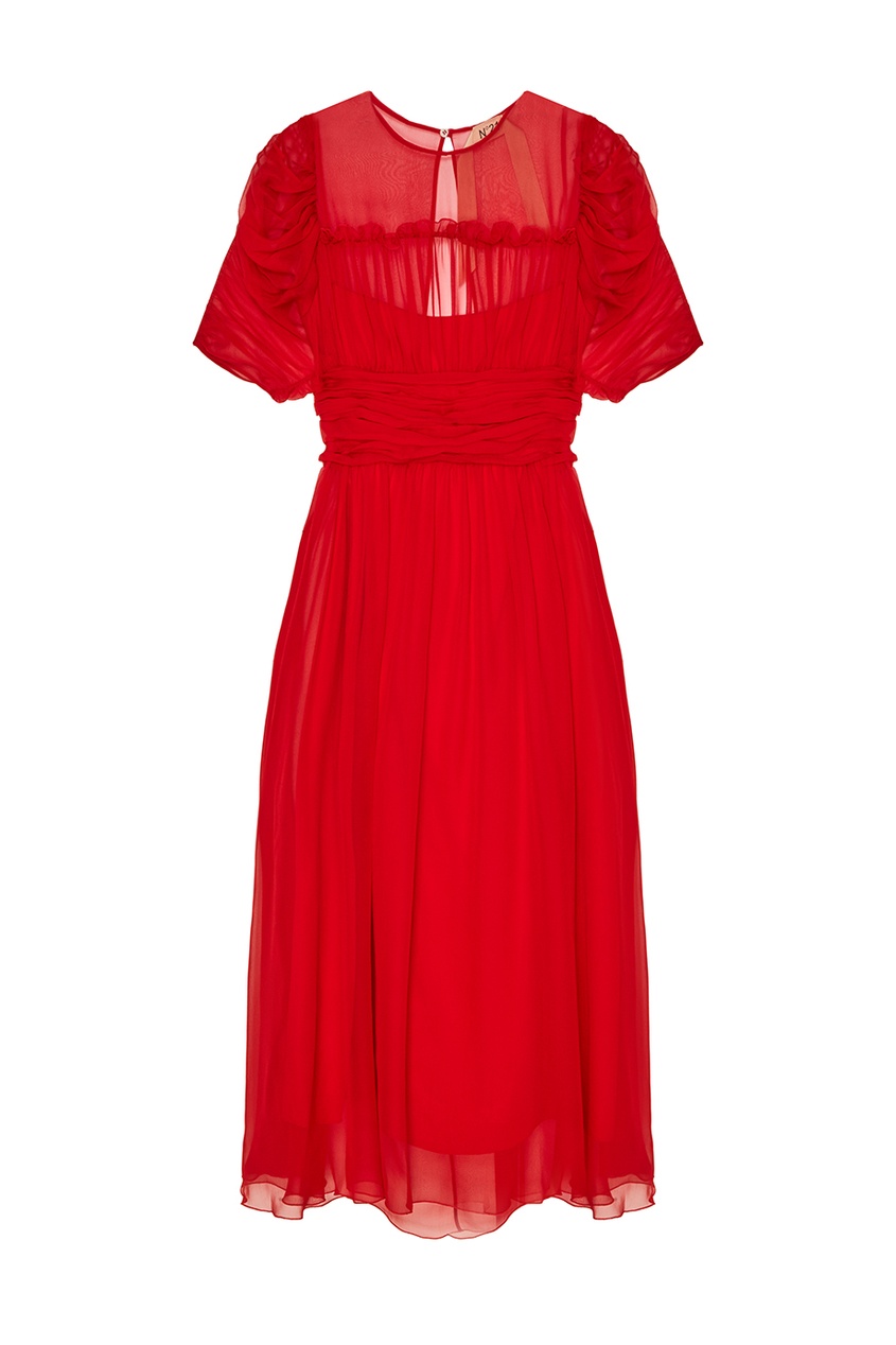 фото Красное шелковое платье no.21