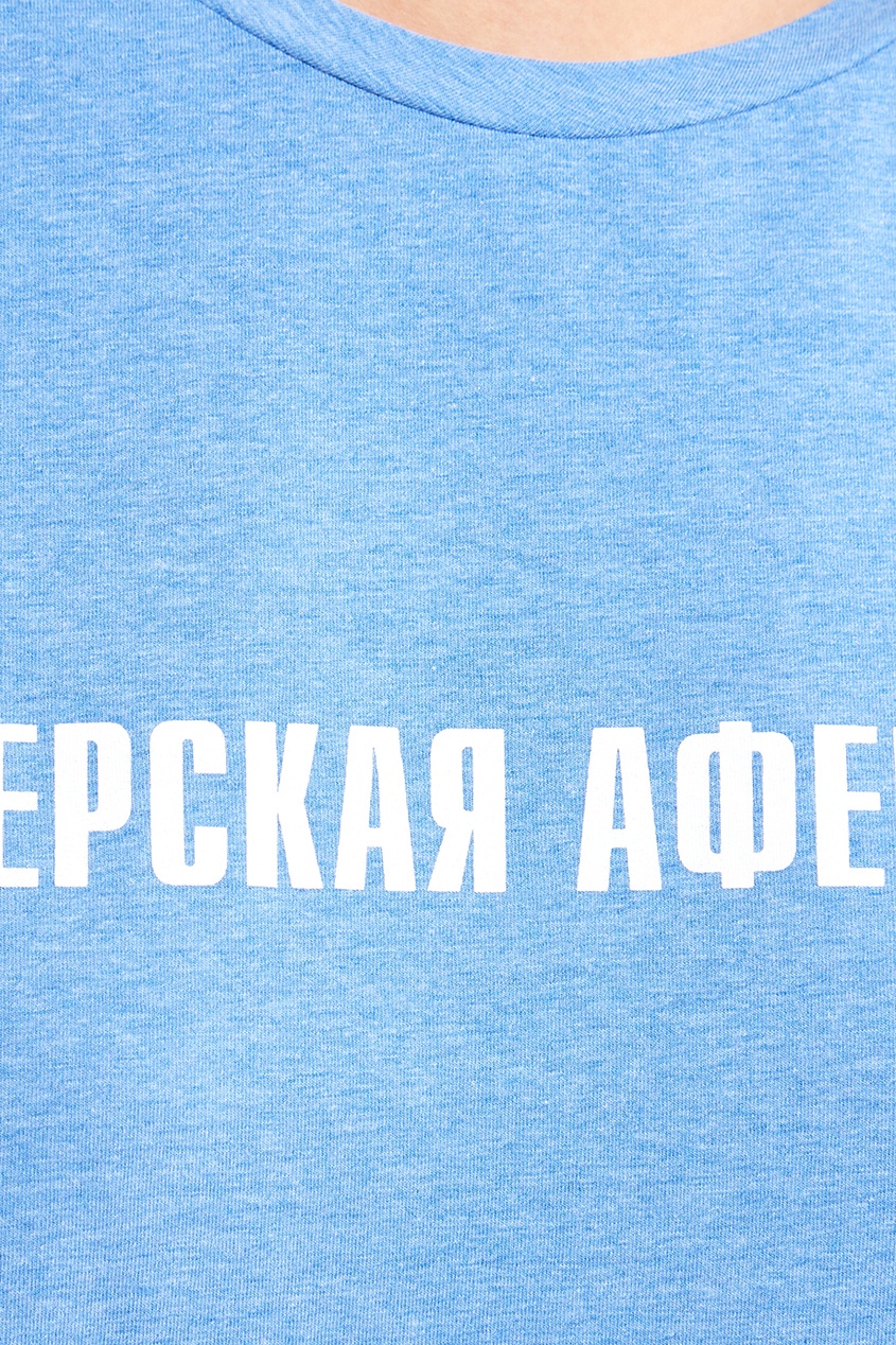 фото Голубая меланжевая футболка с надписью terekhov girl