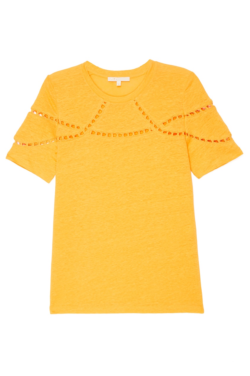 фото Оранжевая футболка с ажурной отделкой maje