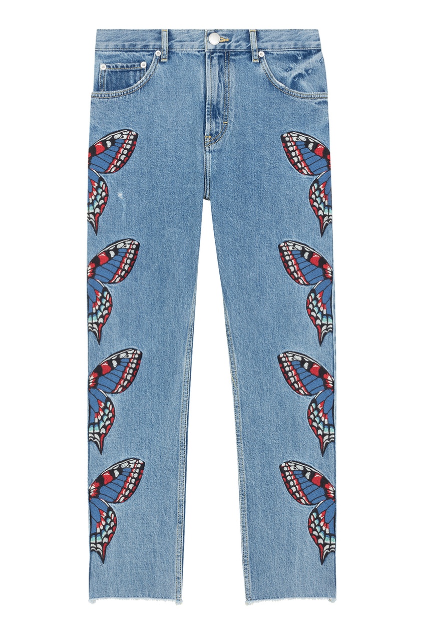 фото Хлопковые джинсы с вышивкой maje