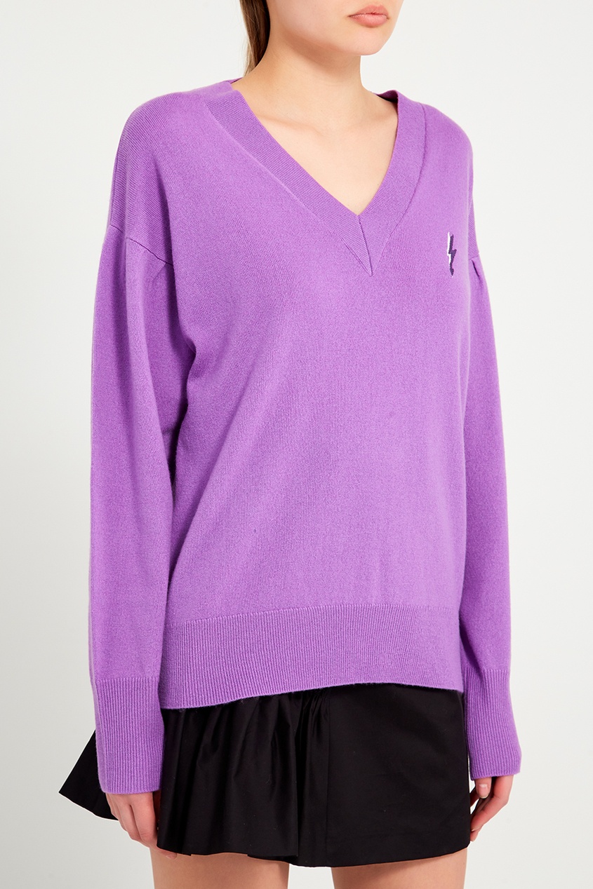 фото Фиолетовый пуловер с вышивкой Sandro