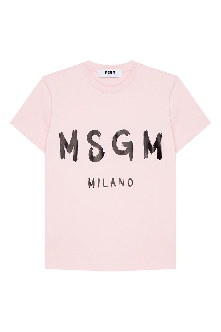 фото Розовая футболка с логотипом msgm