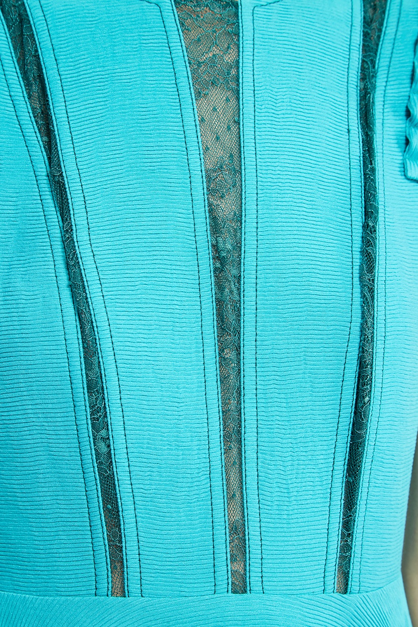 фото Бирюзовое платье с кружевными вставками sandro