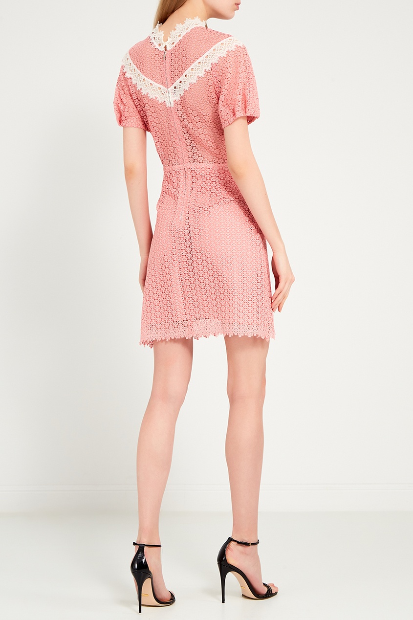 фото Розовое кружевное платье с отделкой sandro