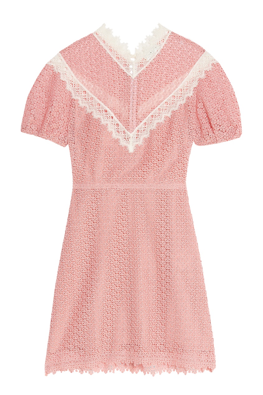 фото Розовое кружевное платье с отделкой sandro