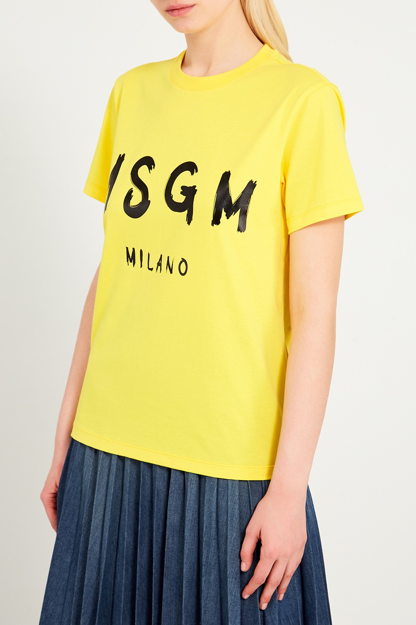 фото Желтая футболка с логотипом msgm