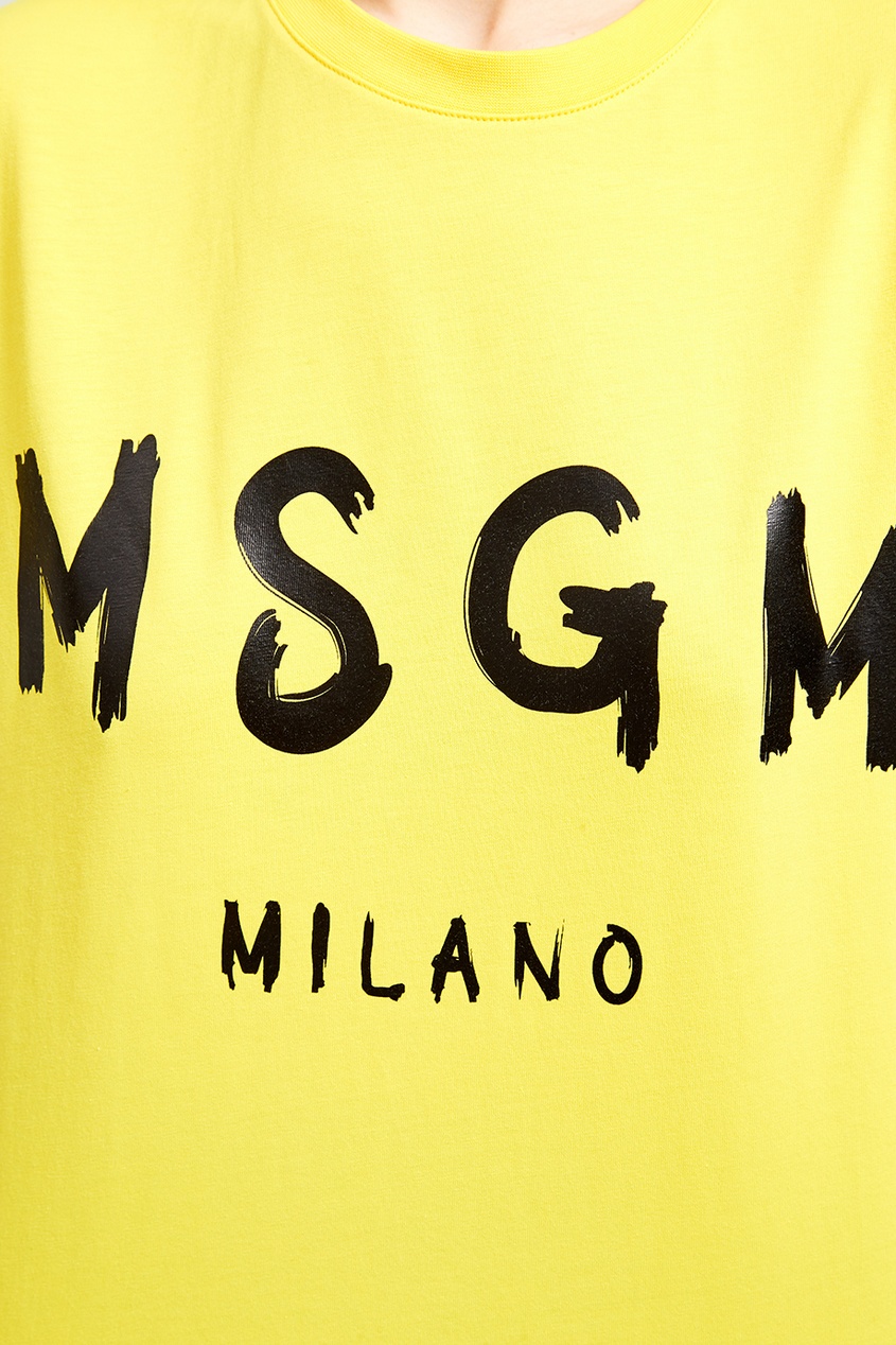 фото Желтая футболка с логотипом msgm