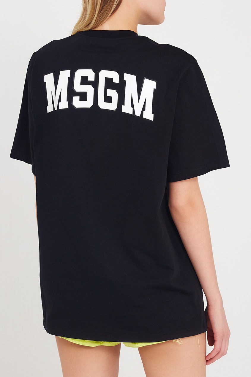 фото Черная футболка с логотипом msgm