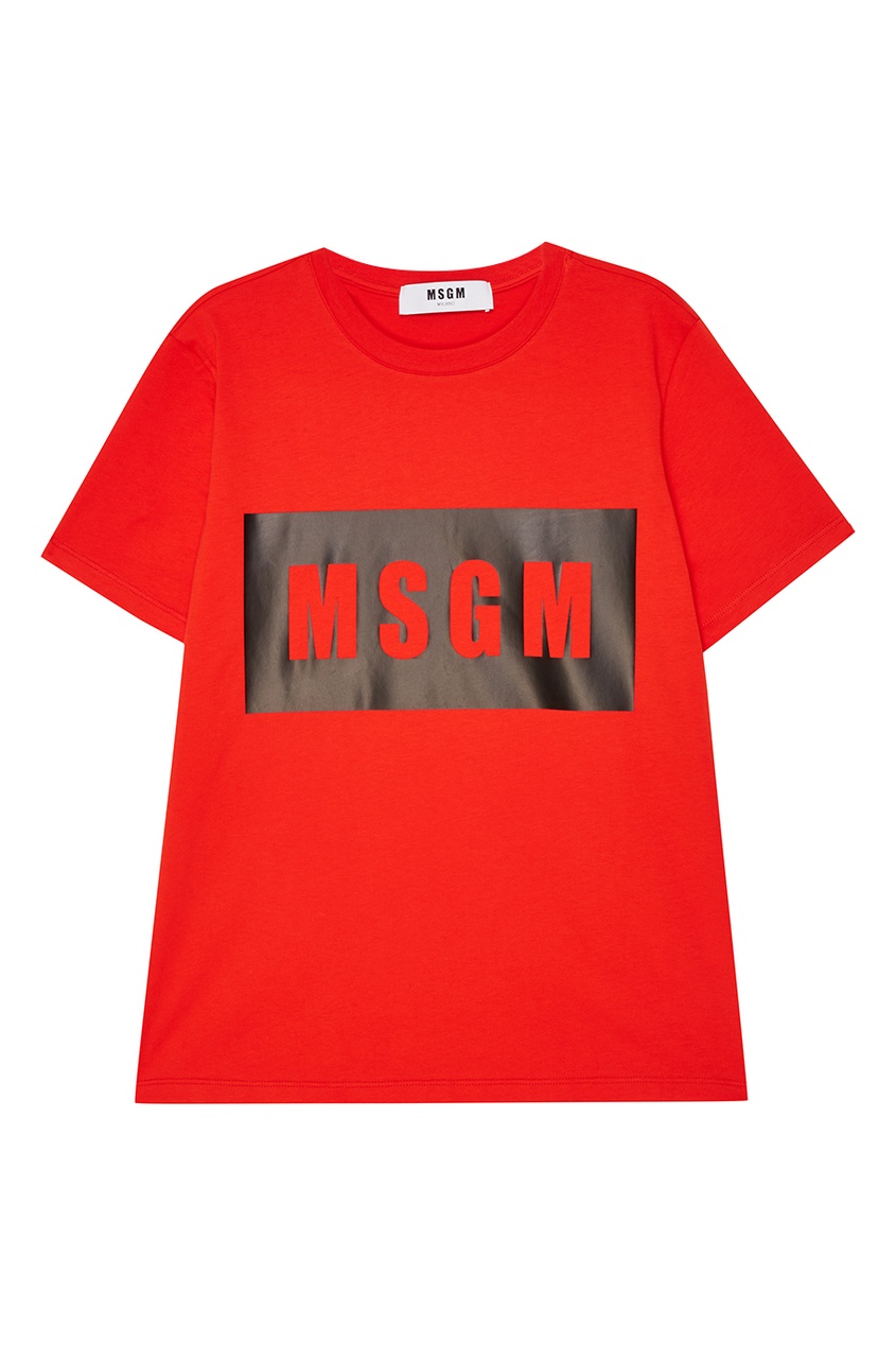 фото Красная футболка с логотипом Msgm