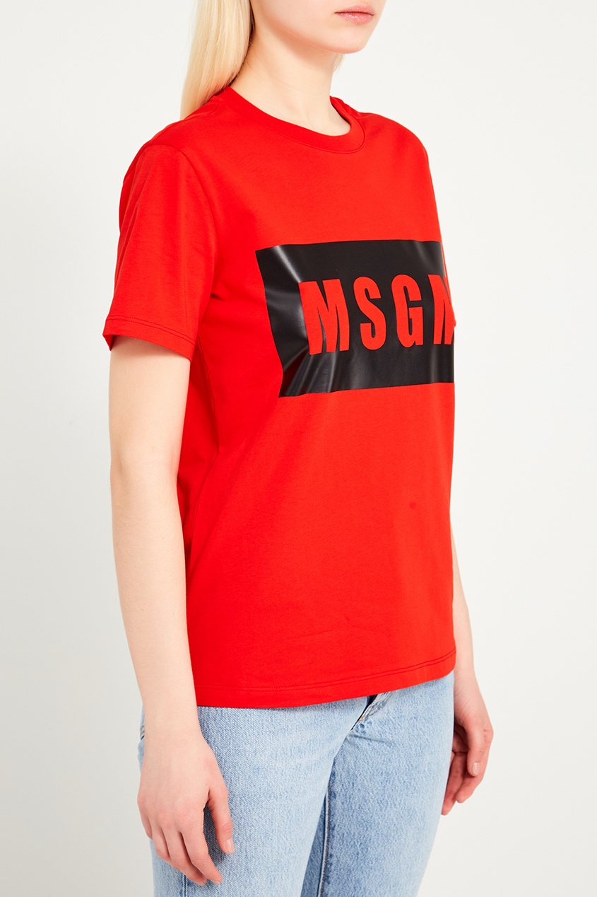 фото Красная футболка с логотипом Msgm