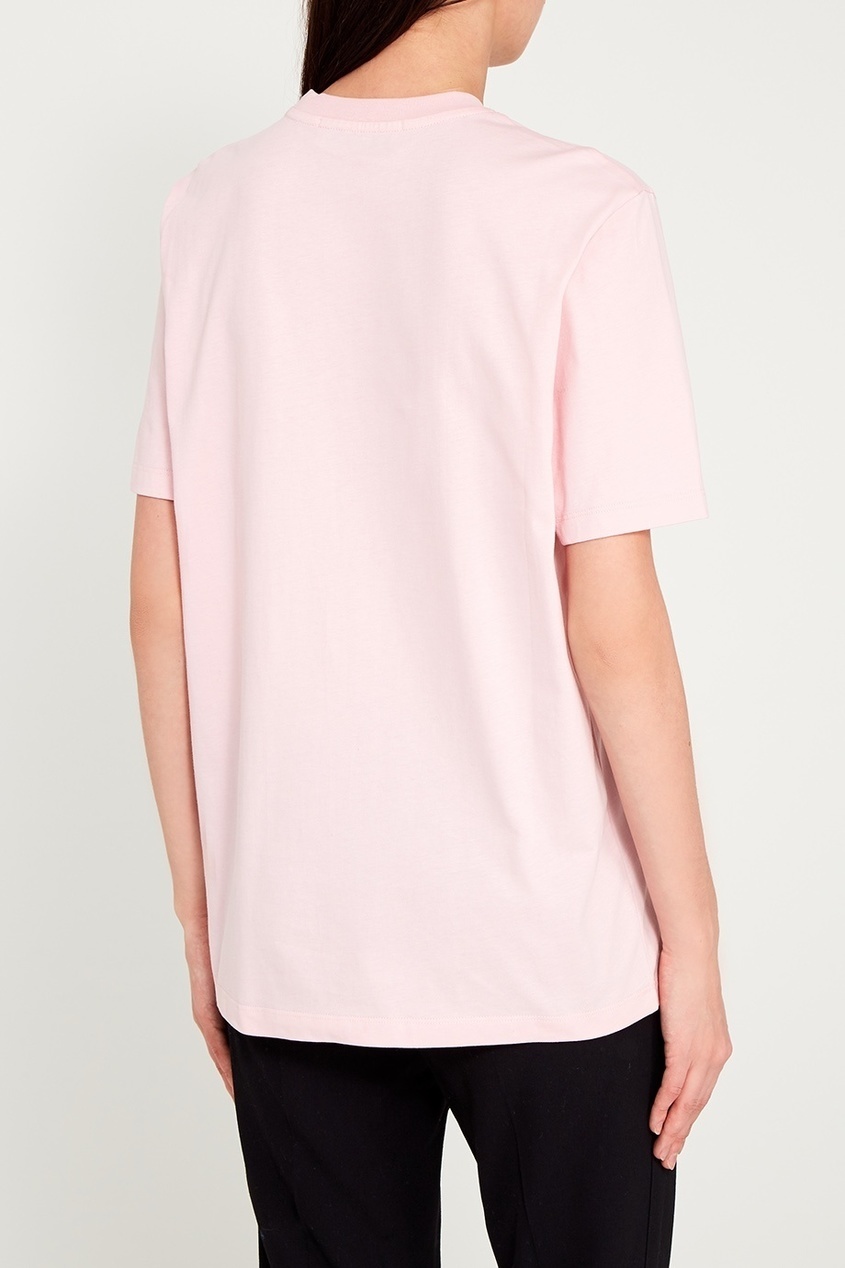 фото Розовая футболка с серебристым логотипом msgm