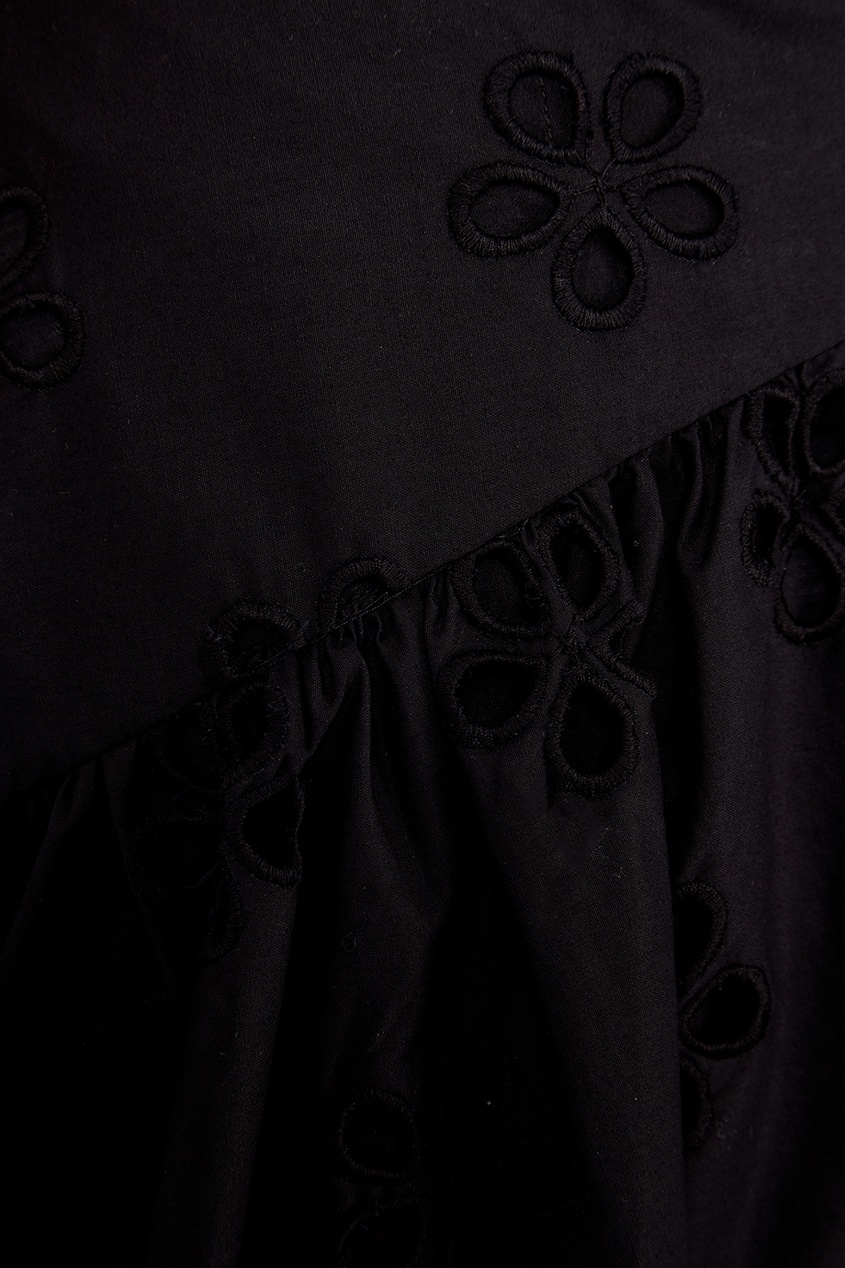 фото Черная юбка из вышитого хлопка simone rocha