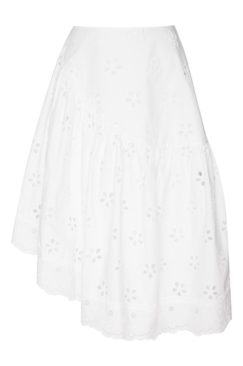 фото Белая юбка из вышитого хлопка simone rocha