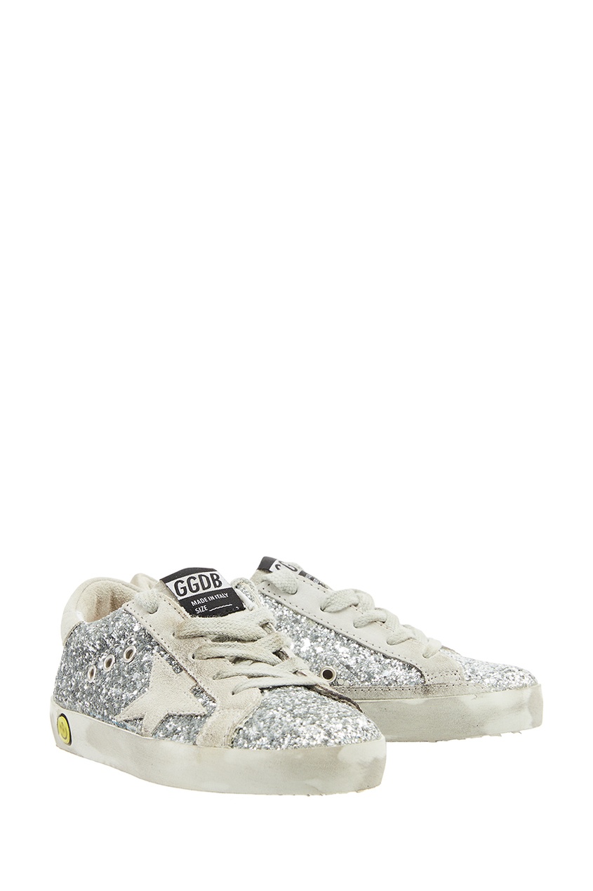 фото Кеды с серебристыми блестками Superstar Golden goose deluxe brand kids