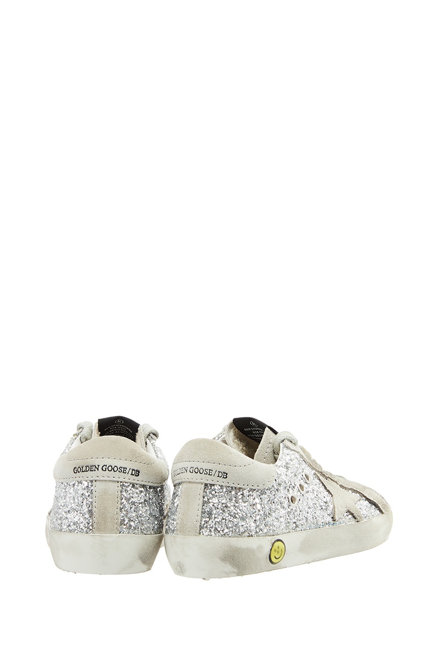 фото Кеды с серебристыми блестками Superstar Golden goose deluxe brand kids