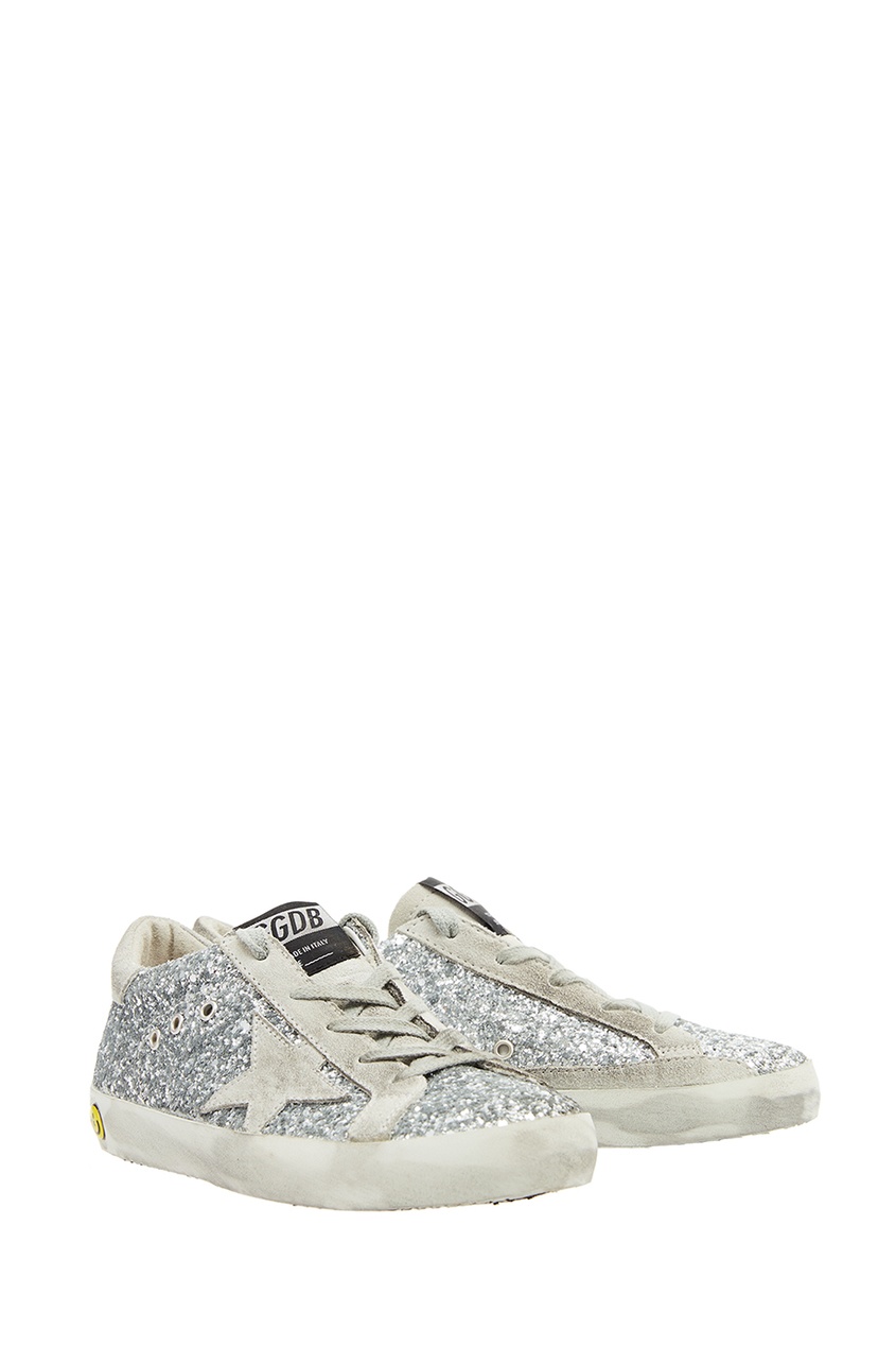 фото Серебристые кеды с глиттером superstar golden goose deluxe brand kids