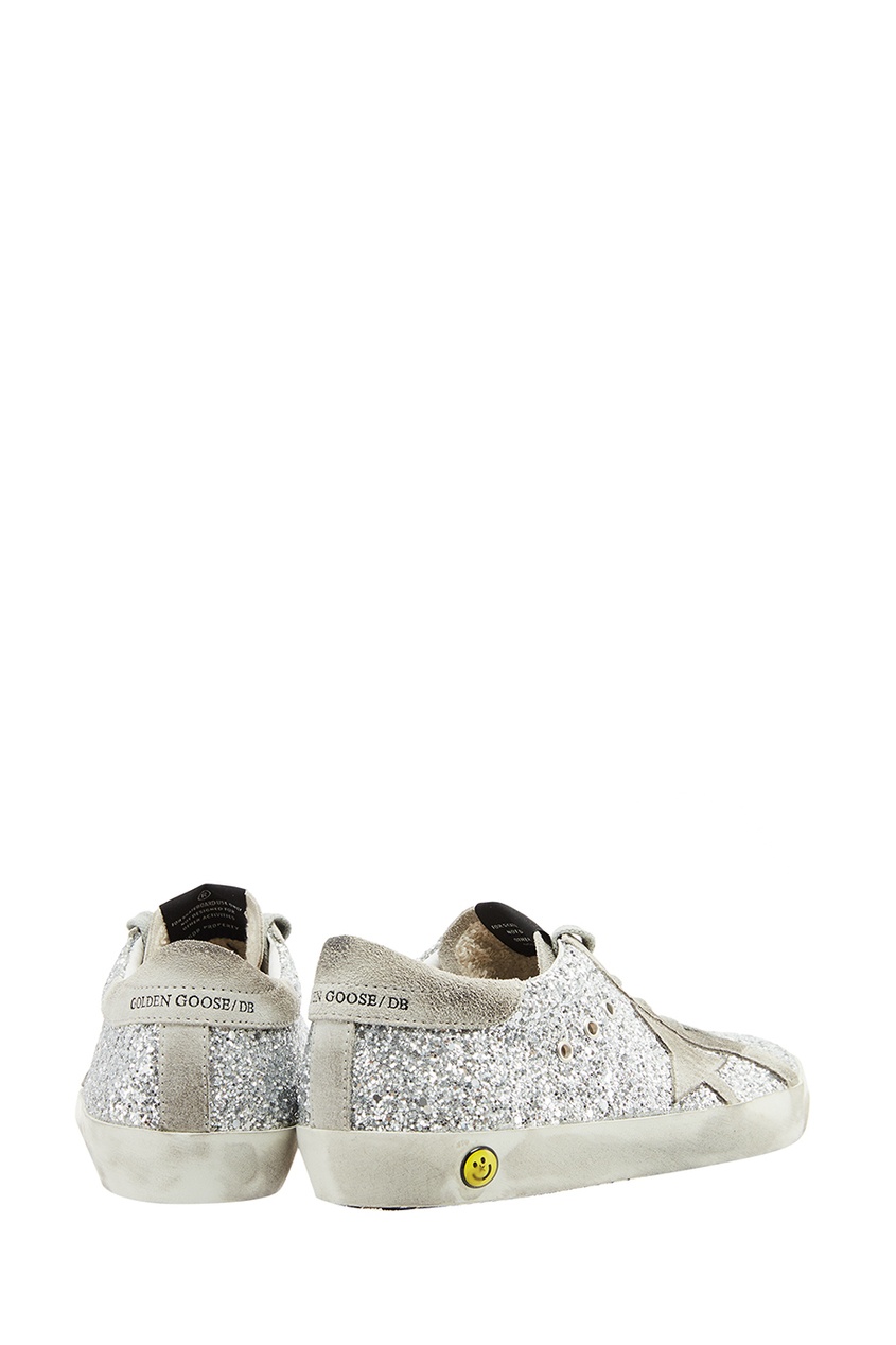 фото Серебристые кеды с глиттером superstar golden goose deluxe brand kids