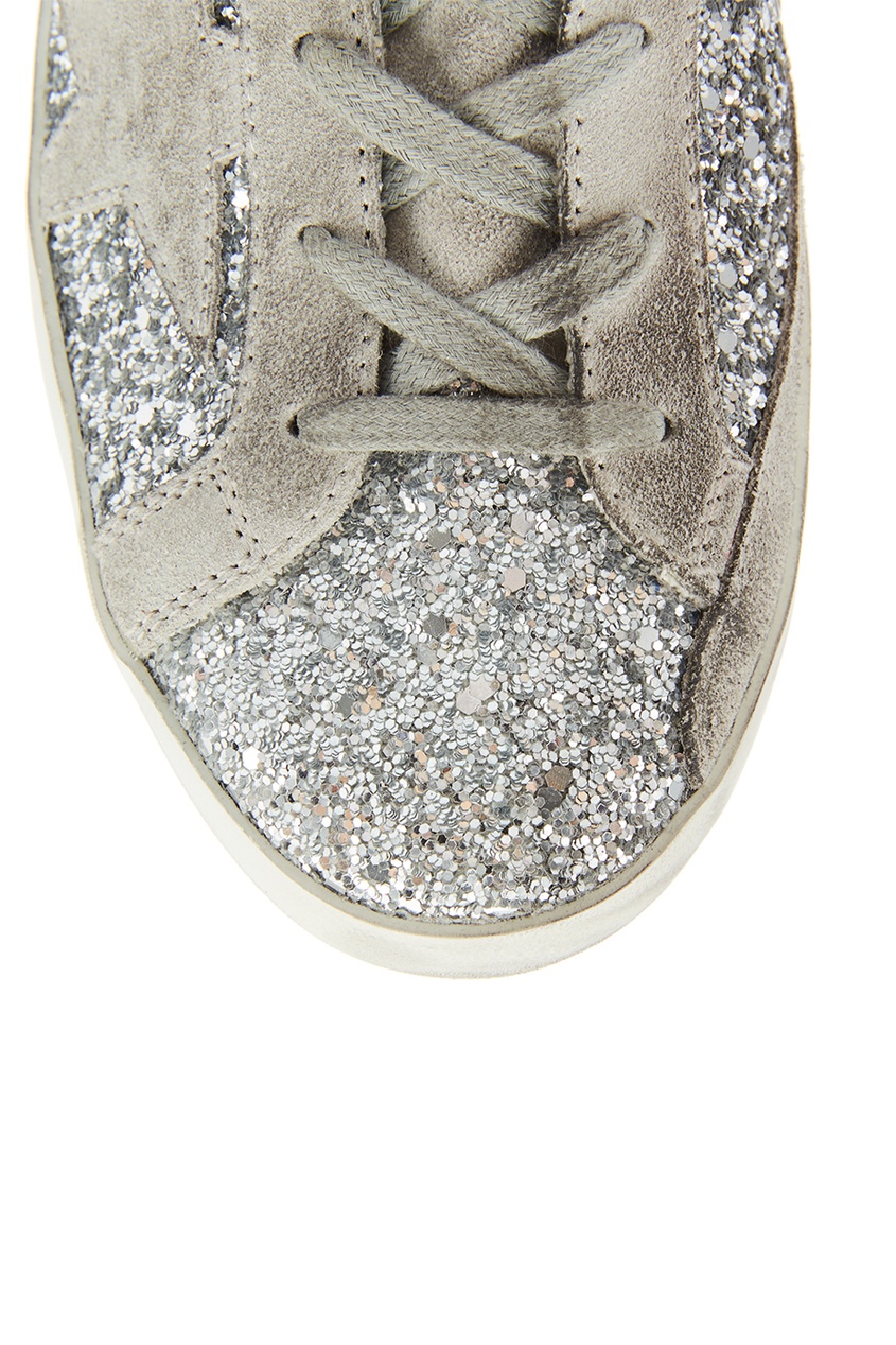 фото Серебристые кеды с глиттером superstar golden goose deluxe brand kids