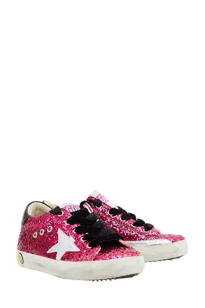 фото Розовые кеды с блестками Superstar Golden goose deluxe brand kids