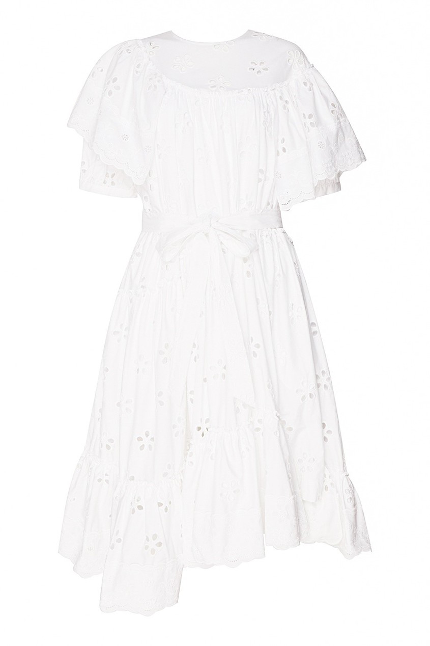 фото Белое платье из вышитого хлопка simone rocha