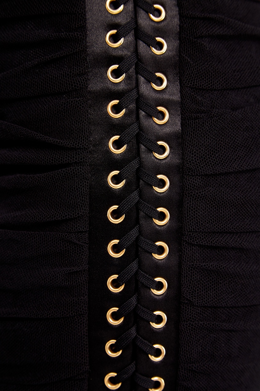 фото Черное платье из драпированной сетки dolce&gabbana