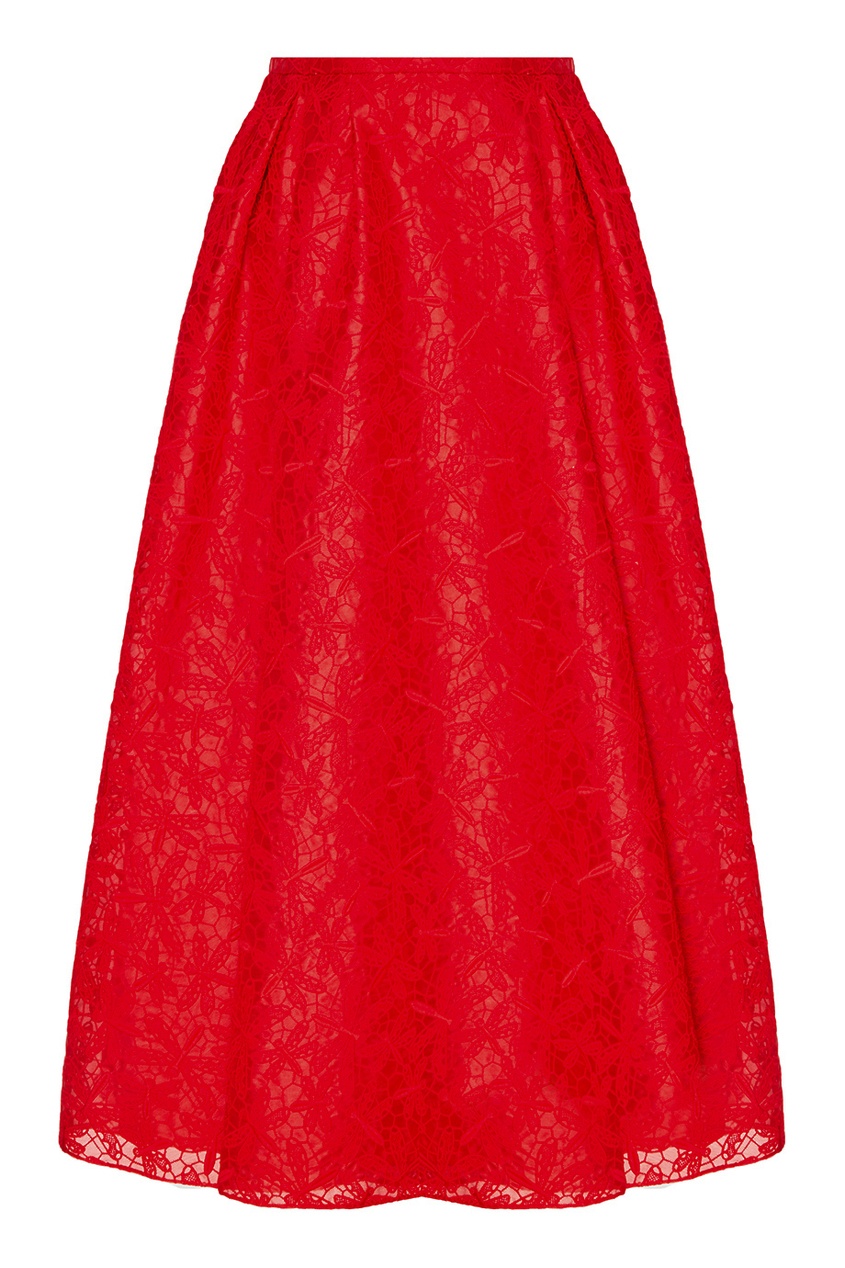 фото Красная юбка с ажурным верхом rochas