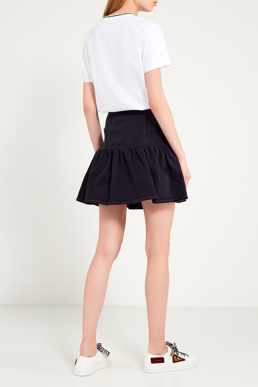 фото Короткая юбка из стрейч-денима miu miu