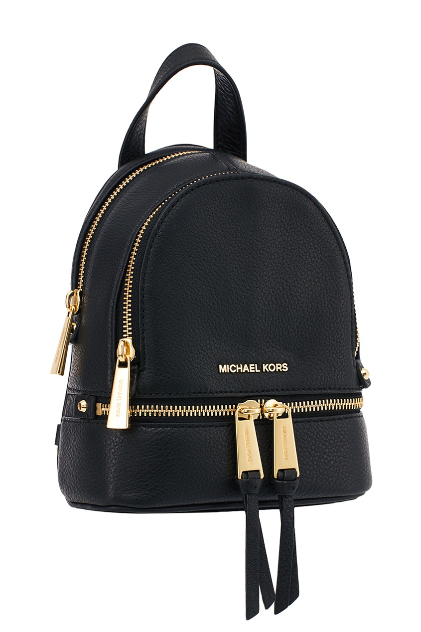 фото Черный кожаный рюкзак rhea zip michael michael kors