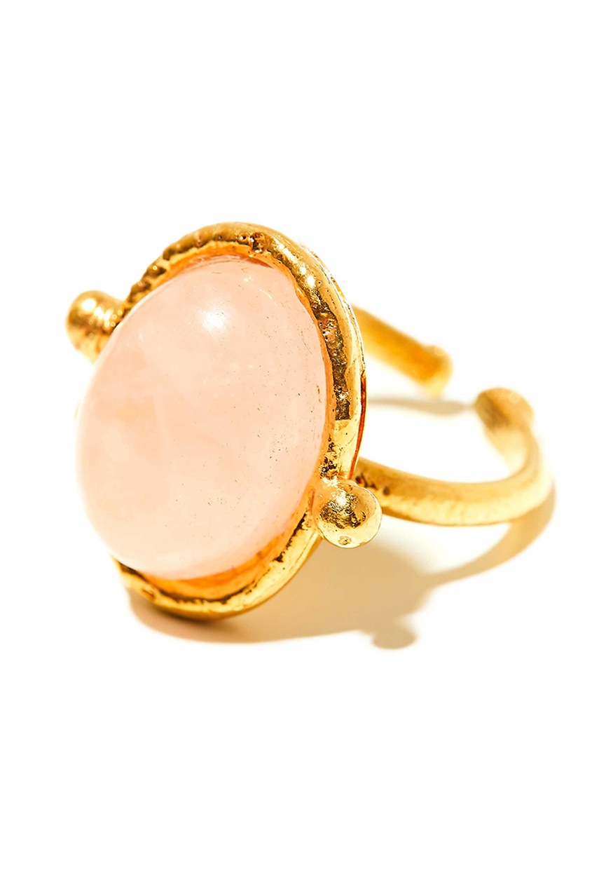 

Позолоченное кольцо с розовым кварцем, Золотой, Позолоченное кольцо с розовым кварцем
