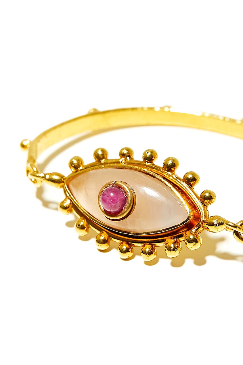фото Позолоченный браслет с кварцем и рубином sylvia toledano
