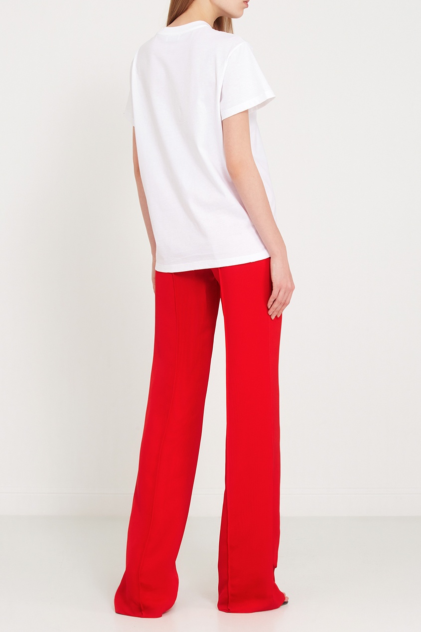 фото Красные брюки с эластичным поясом valentino