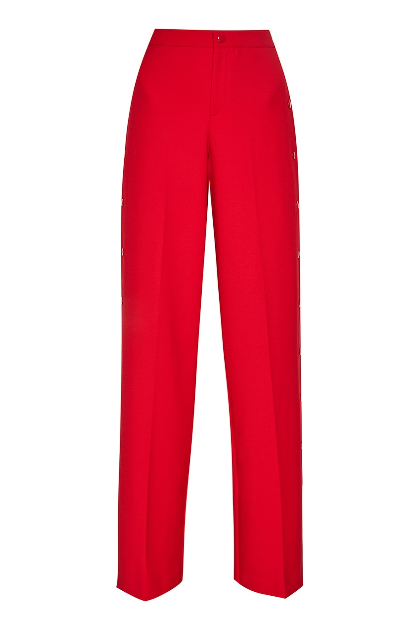 фото Красные брюки с декоративными кнопками red valentino