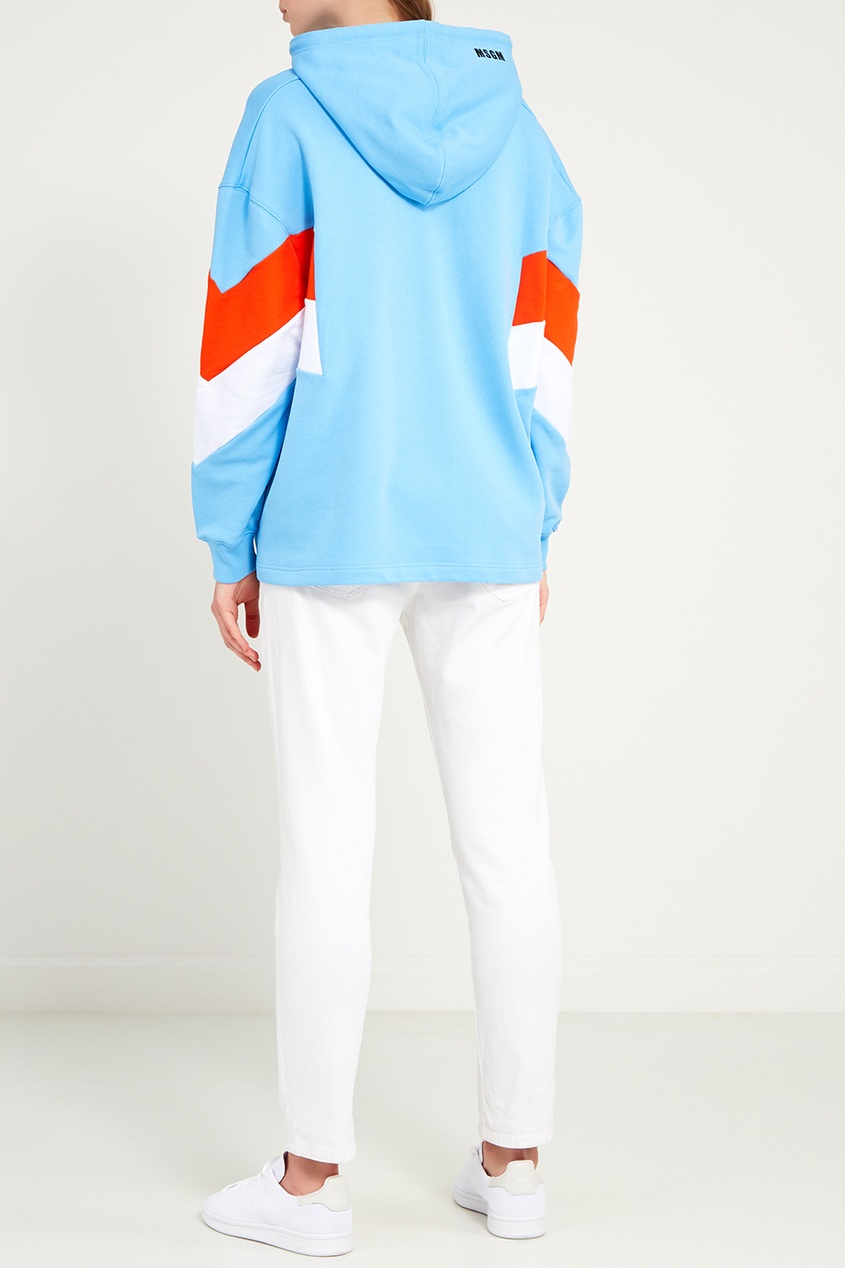 фото Хлопковое худи color blocking msgm