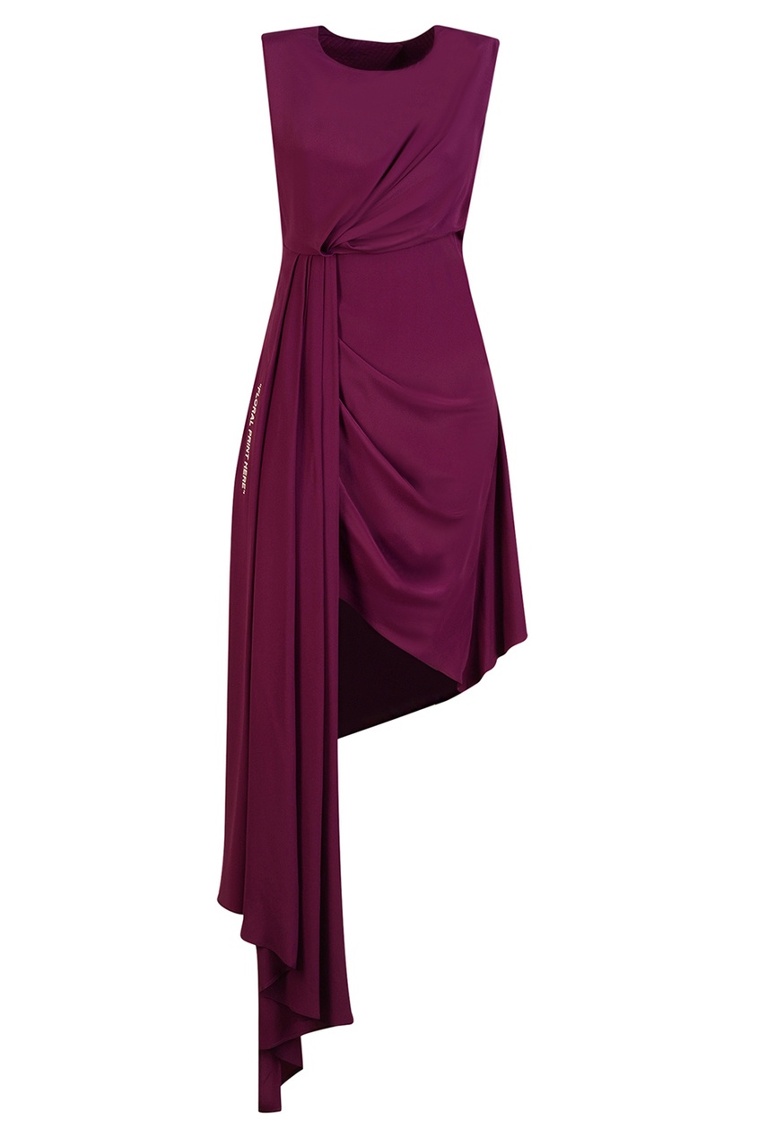 фото Бордовое платье с драпировками off-white