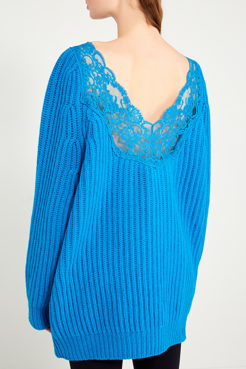 фото Синий пуловер из шерсти с кружевом Balenciaga