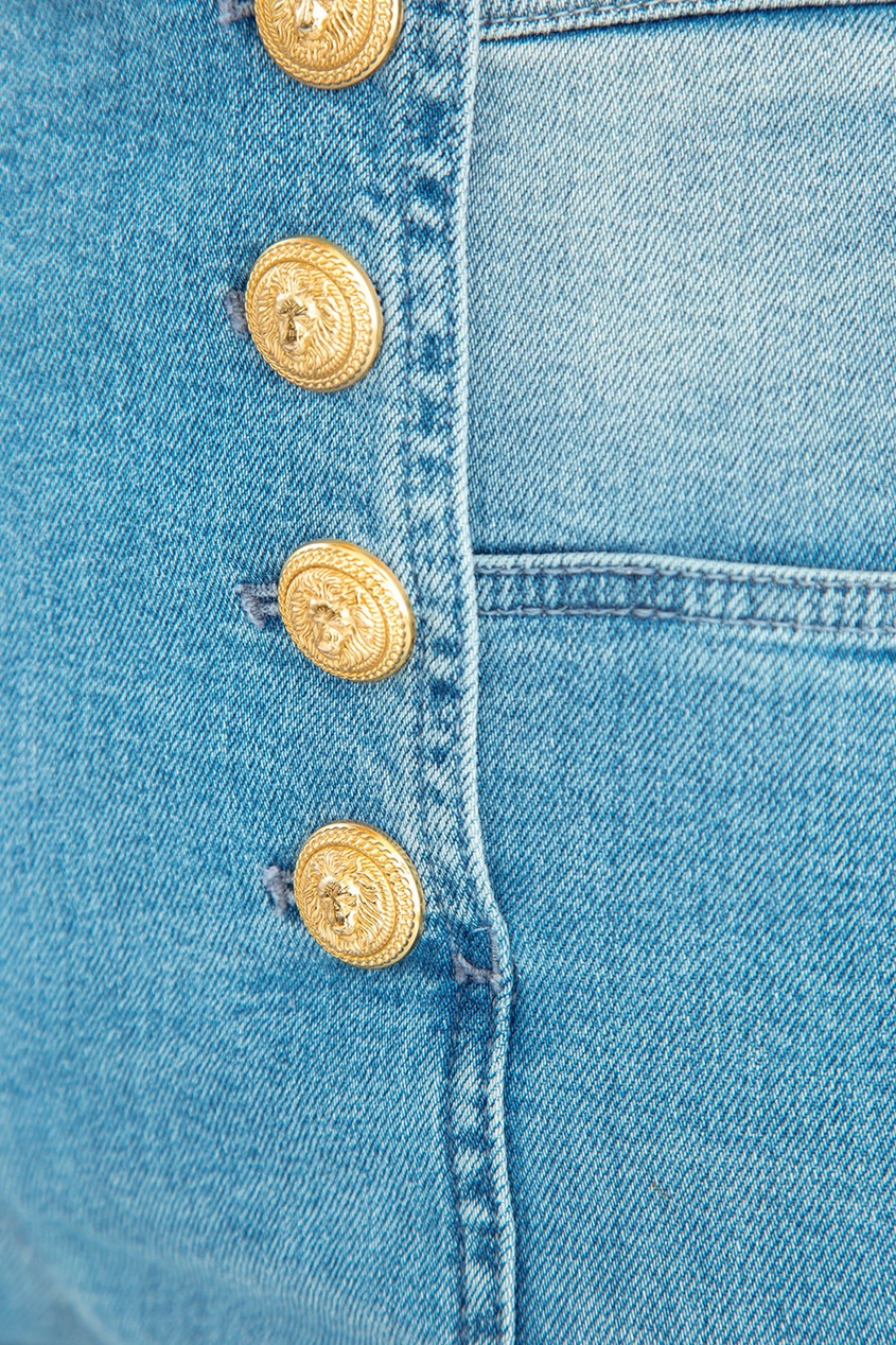 фото Голубые джинсы-скинни с пуговицами balmain