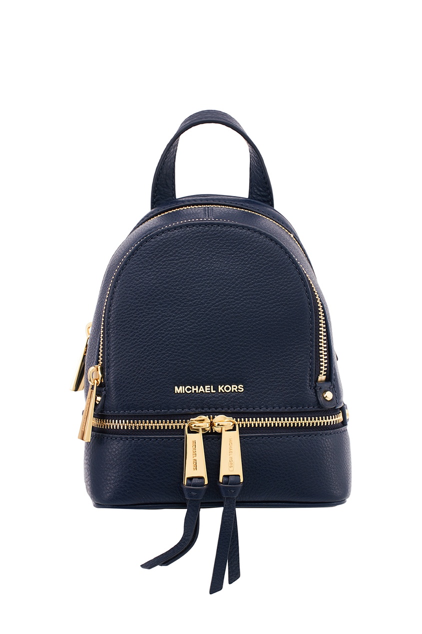 фото Синий кожаный рюкзак rhea zip michael michael kors