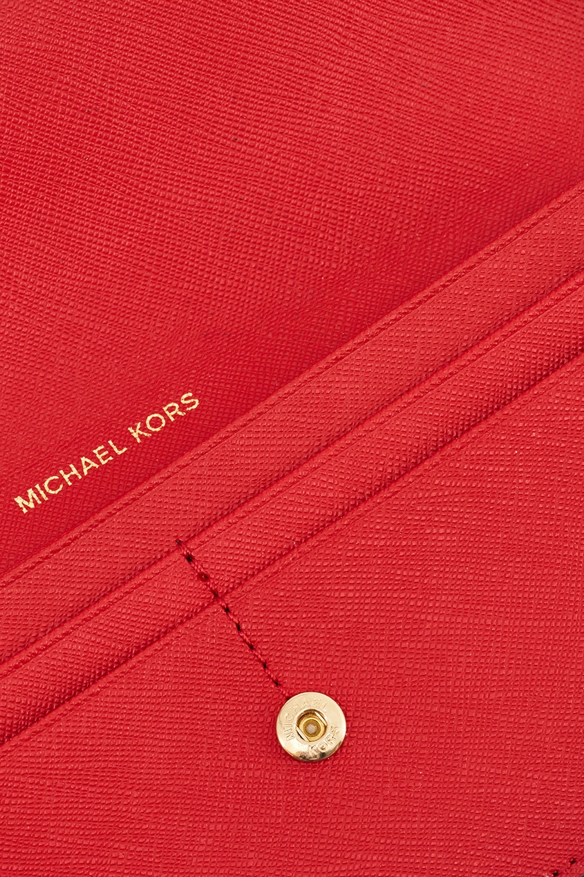фото Красный кожаный кошелек money pieces michael kors