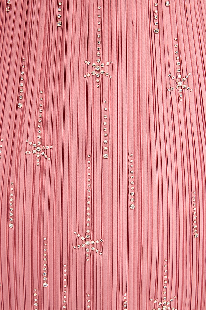 фото Розовое платье из плиссированного шелка gucci