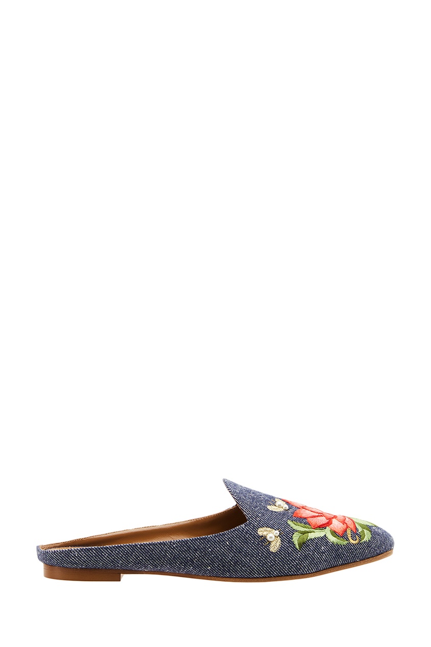 

Слиперы из денима с вышивкой Lotus Slipper, Синий